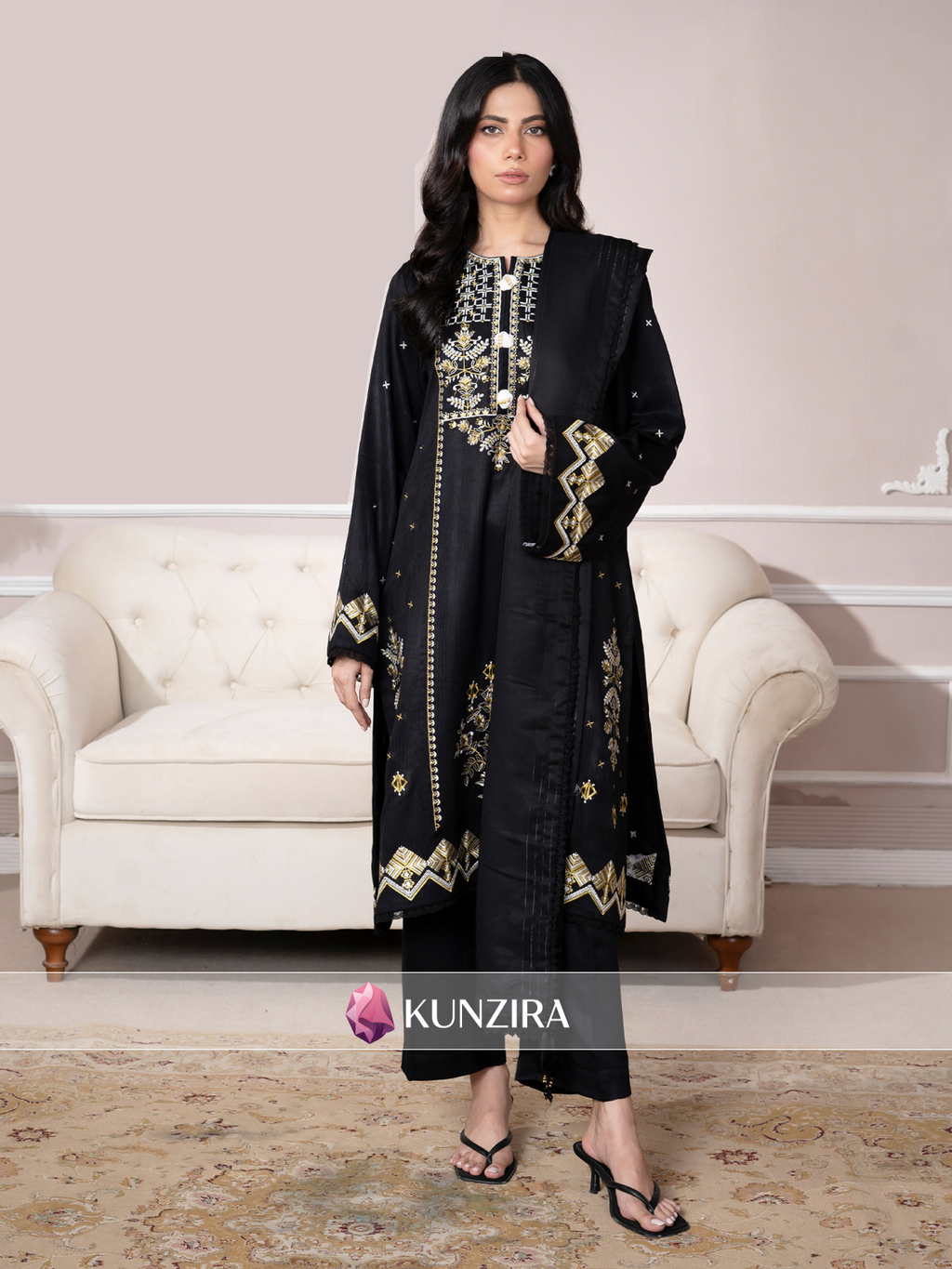 Marina with Zari Wool Shawl