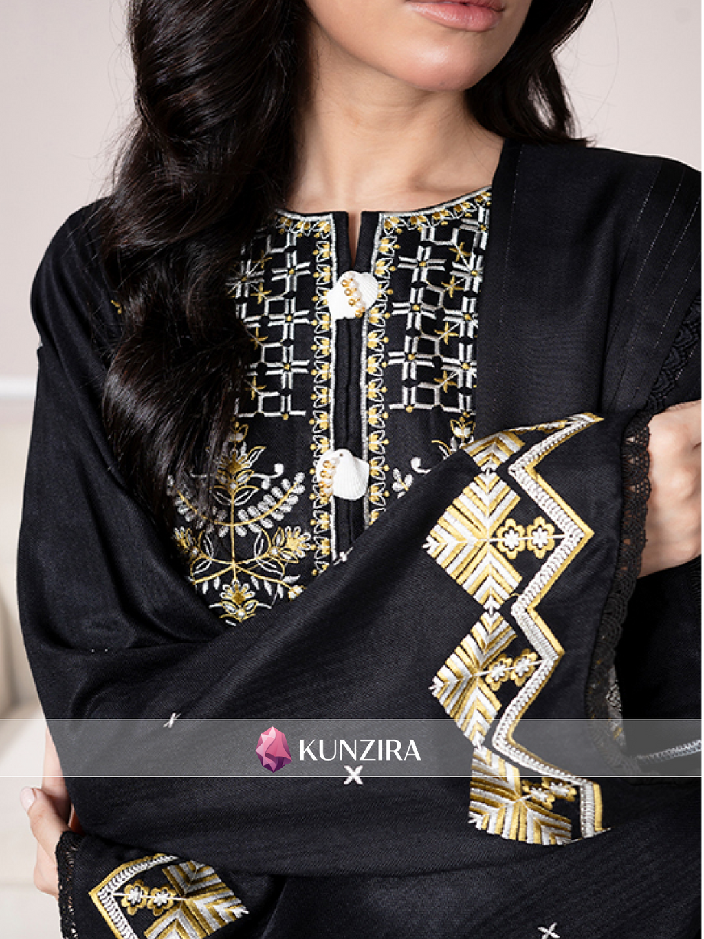 Marina with Zari Wool Shawl