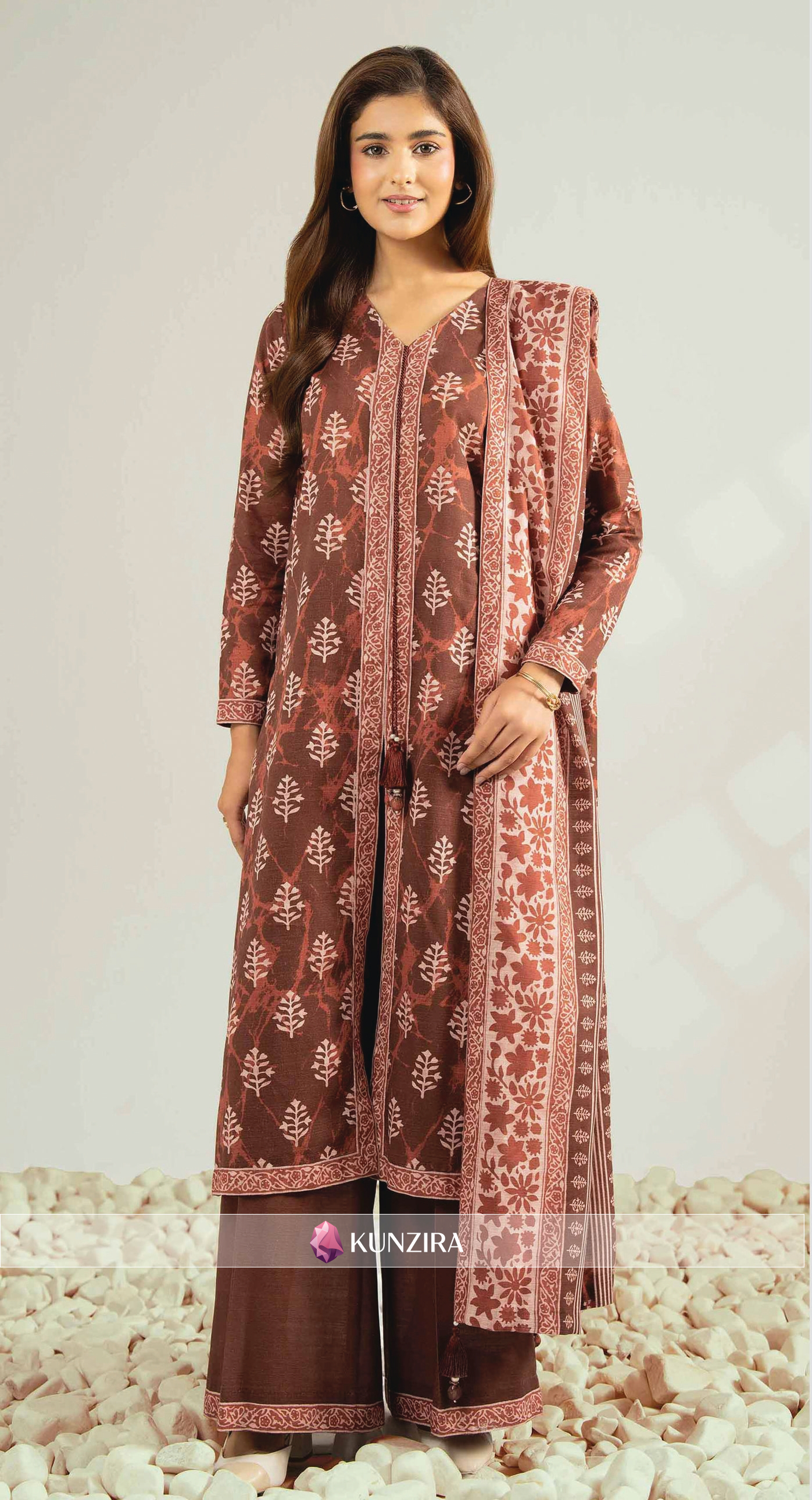 Khaddar Suite Brown Grace