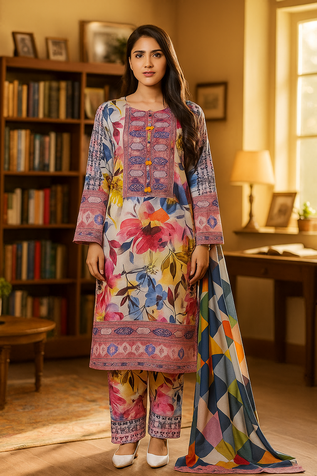 printed lawn suit
