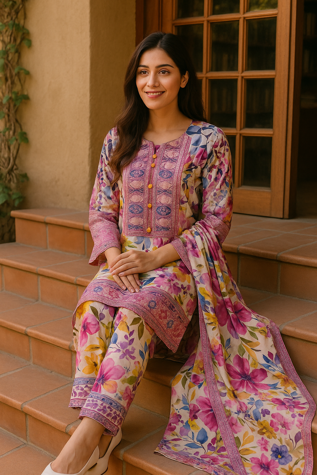 printed lawn suit